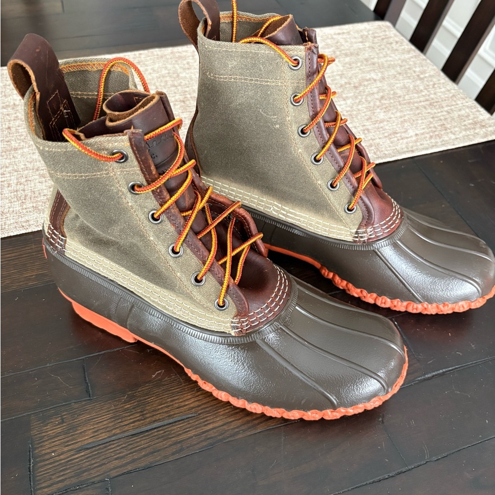 L.L. Bean Men's Brown and Orange Rain Boots